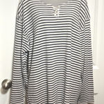 Portraits by Northern Isles Womens 3X Striped Henley Long Sleeve Cotton Shirt Black Size undefined Photo 0