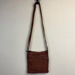 Spikes & Sparrow Brown Distressed Woven Leather Crossbody Bag Zip Top Photo 1
