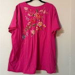 Johnny Was  Pink Floral Embroidered Tee Photo 3