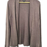 Eileen Fisher Brown Open Waterfall Cardigan Sweater Silk Blend Lagenlook Large Photo 0