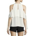 Ramy Brook  White 100% Silk Penelope Cold-Shoulder Tie Sleeve Top Women's Small Photo 1