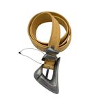 Free People Billie Leather Belt Yellow Size S/M Asymmetric Buckle Western NWOT Photo 2