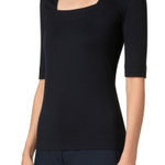 Akris Punto Black Square Neck Short Sleeve Tee Minimalist Basic Women's size 12 Photo 0