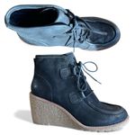 G.H. Bass Women's Black Leather Teresa Wedge Ankle Boots Lace Up, Size 7 US Photo 0