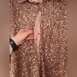 The Vintage Shop The Vintage Shop Pink Rose Gold Sequin Button Down Oversized Shirt Size M Photo 3