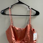 Lulus NWT Luxe'd Out Brown Satin Cropped Tank Top Medium Adjustable Straps New Photo 6