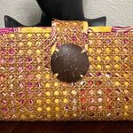 Vera Bradley Tiki Clutch in Bali Gold Pattern Yellow Tan Pink Orange Photo 0