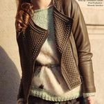 Nour Hammour Erin army green studded leather Biker jacket size FR 36 US 2 4 XS S Photo 2