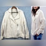 Free People  Womens S Sweater Wool‎ Blend Cream Fuzzy Jacket Asymmetrical Zip Photo 1
