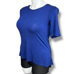 Boutique  Womens Swing Top T Shirt Stretch Asymmetrical Bright Blue Large Photo 4