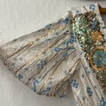 Boho Blue Gold Orange Metallic Sequin V Neck Tassel Made in India Tiered Dress Size undefined Photo 3