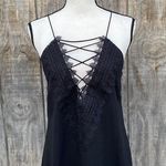 WAYF  Black Strappy Lace Up Plunge Cami Strapless Blouse Size Small Photo 0