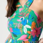 J Crew Factory Tall Printed Tiered Halter Midi Dress Bright Clover Multi 12 NWT Green Photo 2