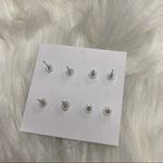 4 Flower Iridescent Plastic Stud Earrings (shamrock?) Pink Photo 4