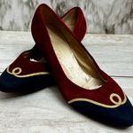 Vintage 80s Selby Sz 10 Americana Flats Wonder Woman Leather Suede Shoes Cosplay Blue Photo 0