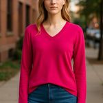 Chico's NWOT Sparkle Button-Cuff V-Neck Sweater Medium Photo 0