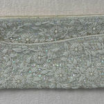 Vintage Handmade Floral Beaded Sequins Satin‎ Clutch White Photo 0