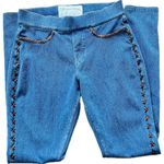 Gossamer Wings Barbara Grimes Santa Fe Embellished Denim Leggings Suede Lace S Blue Size 4 Photo 3