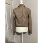 Maeve  Tan Cropped Faux Leather Vegan Button Front Blazer Size 2 Photo 6