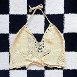 Pastel Yellow Crochet Halter Top XS Photo 1