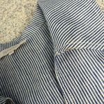 Olivaceous V-Neck Pinstripe Linen Shift Mini Dress Blue White Dress Women’s L Photo 6