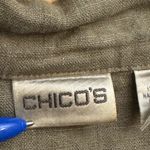 Chico's 3/XL Cropped Linen Lagenlook Olive Green Button Front Lighteight Jacket Photo 9