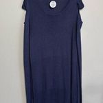 Chico's  Steel Blue Cold Sholder Tunic Knit Top Size 3 / XL Photo 0