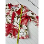 Joanna White & Red Floral Blazer 3/4 Sleeve Stretch Cotton Blend Size L Size L Photo 3