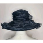 Betmar New York Black Organza Derby Tea Party Dress Wide Brim Hat Photo 2