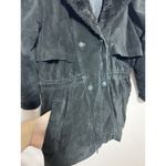 Vintage Black Suede Leather Jacket Coat Zip Up Womens Size M Gitano Fur Colar Size M Photo 6