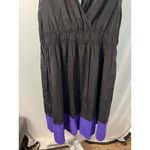 DKNY  Donna Karan Black Purple Sleeveless Dress V‎ Neck Elastic Waist Women's L Photo 1