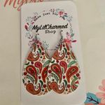 Handmade Retro Colorful Bohemian Paisley Pattern Earrings Photo 0