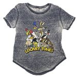 Looney Tunes Crew Graphic Sheer Blue White Top Large Juniors Y2k Photo 0