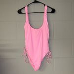 The Bikini Lab  Pink Lace-Up Side Low-Back One-Piece Swimsuit Women’s Size Large Photo 4