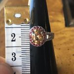 Natural Red Sapphire Yellow Zircon Sterling Silver Ring Size 6 Photo 3