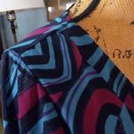 Everly Blue & Fuchsia Graphic Block Print Roll Up Sleeve Pull On Mini Dress Photo 5