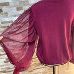 HARLOWE & Graham women sweatshirt top puff tule sleeves sz M Size M Photo 7