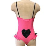 Hot Pink Lace Teddy with Black Hearts Lingerie M Medium 8 Photo 1