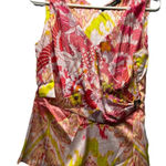 Roberto Cavalli  Pink Silk Floral Tank Top Blouse Side Zip Size 46 US Medium Y2K Photo 0