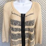 Trouve faux leather trimmed zip‎ down sweater women’s size XS Black Photo 1