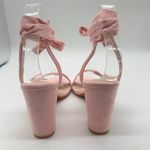Allegra K Sandals Womens 9 Pink Block Heel Ankle Tie Soft Suede Open Toe NEW Photo 4