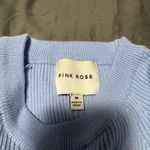 Pink Rose Blue Crop Top with Ribbed Texture Photo 1