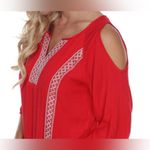 Red Embroidered Trim Gauzy Boho Shift Mini Dress by White Mark Women’s 2X Photo 6