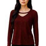 Jack by BB Dakota 🔵 SALE 3/$25 NEW JACK RED SPACE DYE HEATHER PATTERN OPEN BACK LONG SLEEVE TOP XS Photo 0