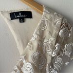 Lulus  Jacqueline Champagne Floral Embroidered‎ Backless Midi Dress SIZE SMALL Photo 3
