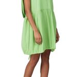 Tibi  Eco Cape Silk Drawstring Hem Dress in Green 4 Womens MIni Loose fit Photo 12