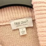 True Craft Cropped Mock Neck Star Sweater White Ash Pink Large Photo 3