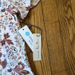 Nine Britton  NWT Women's Cream Brown Floral Short Sleeve Blouse Size M Photo 1