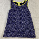 Banana Republic Navy Blue Lace Tank Top Sleeveless Neon Yellow Trim Size M Photo 0