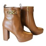 Michael Kors NEW Parker LEATHER PLATFORM BOOT Women's 9.5 Luggage Brown Bootie Photo 3